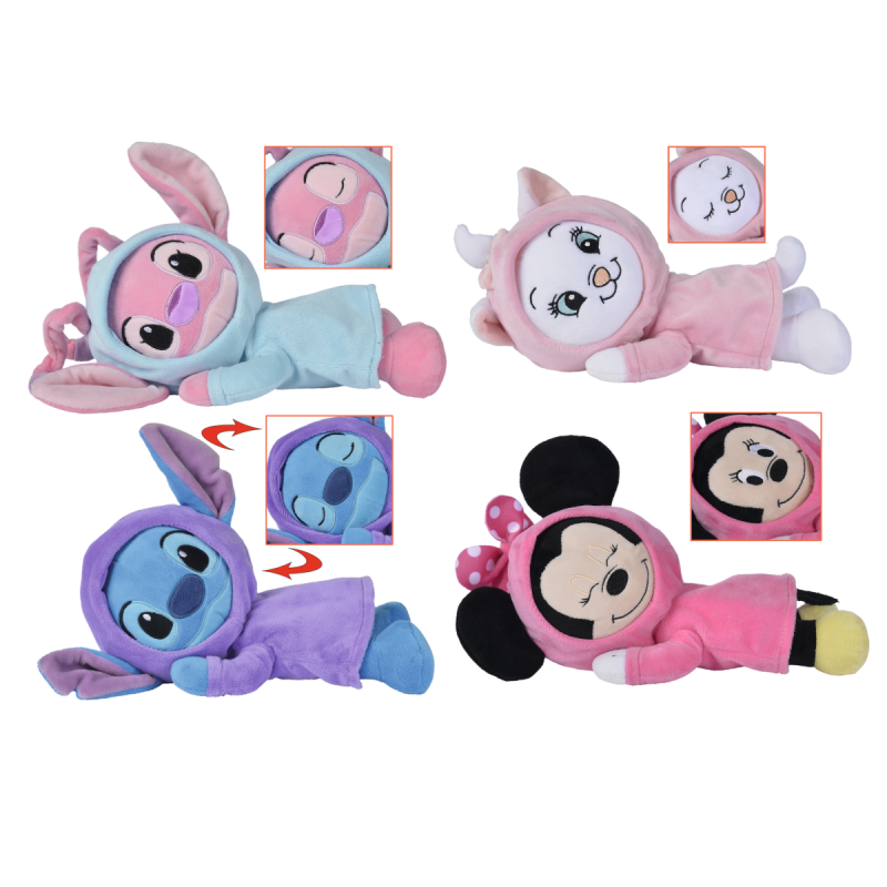 Disney - Stitch et Angel - Peluche allongée réversible rose 25 cm