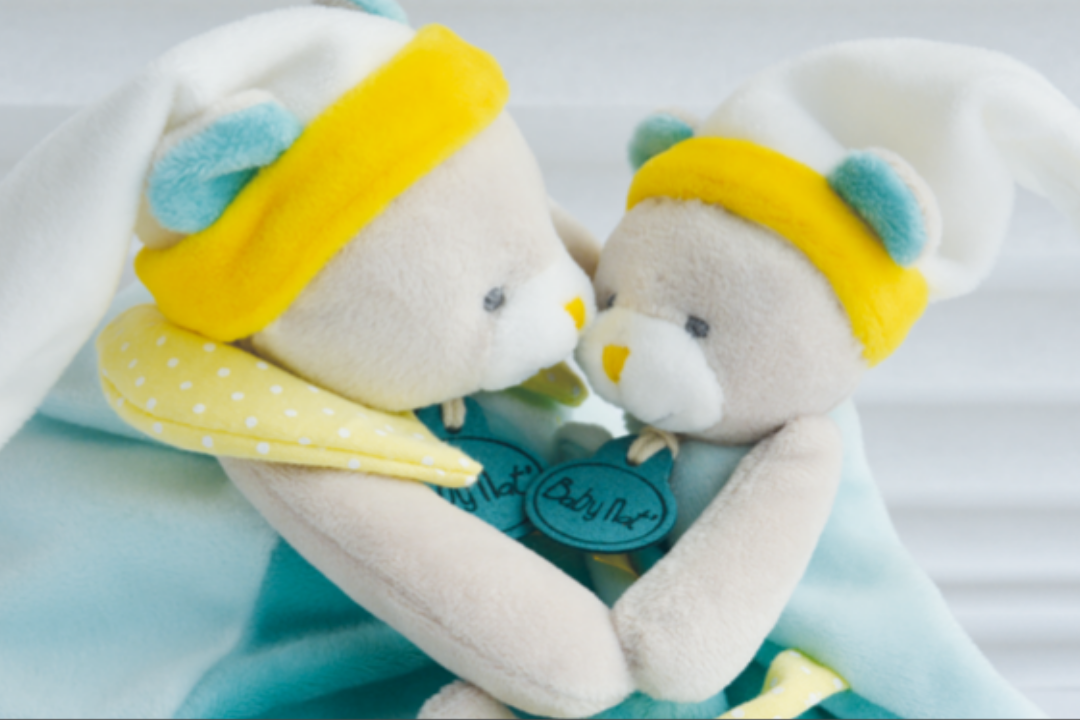 babynat les touptis doudou ours bleu jaune