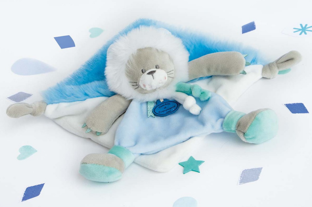 Doudou et compagnie Doudou plat lion bleu Artik'Cool