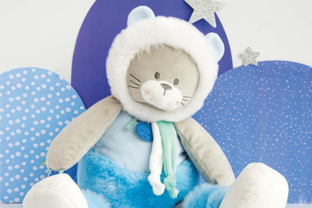 Doudou et compagnie lion bleu pantin doudou 